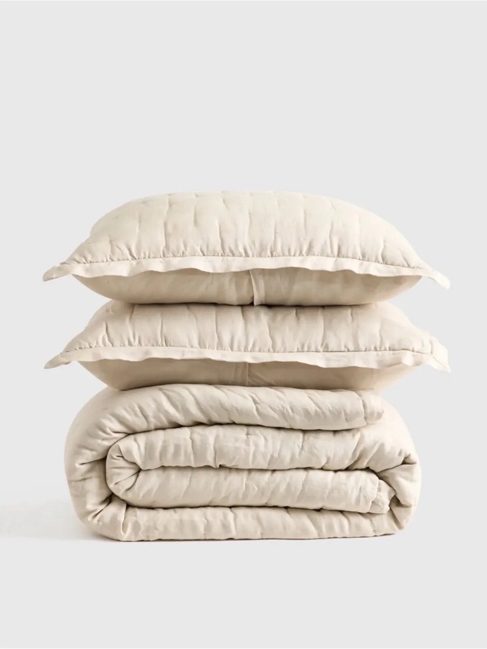 Quince European Linen Dream Quilt Set | Queen | Sand‎ | Includes Shams